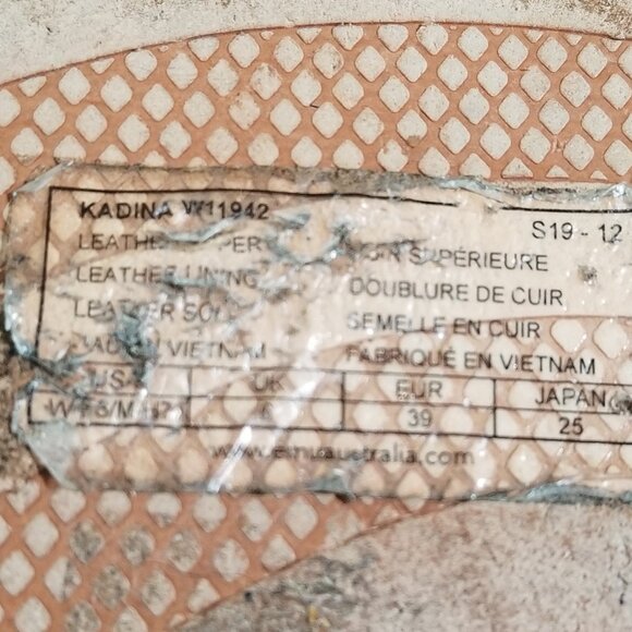 Emu Kadina Leather Slide Womens 8M US  Block Heel Cusioned Boho Chic Black Woven - Picture 8 of 8